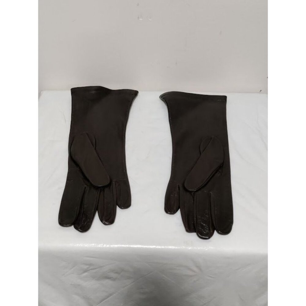 Neiman Marcus Brown Leather Gloves Silk Lined Luxury Vintage Equestrian Womens 7 - Picture 9 of 10